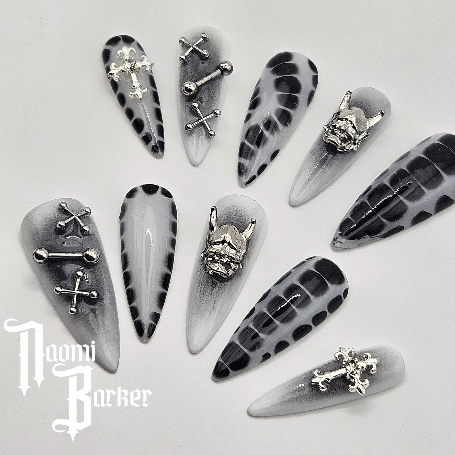 Black and White with Silver Charms