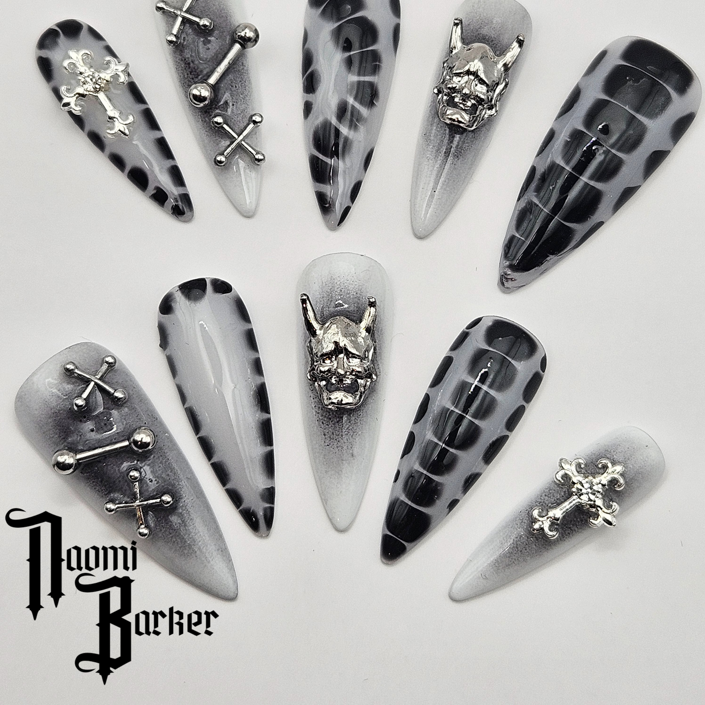 Black and White with Silver Charms