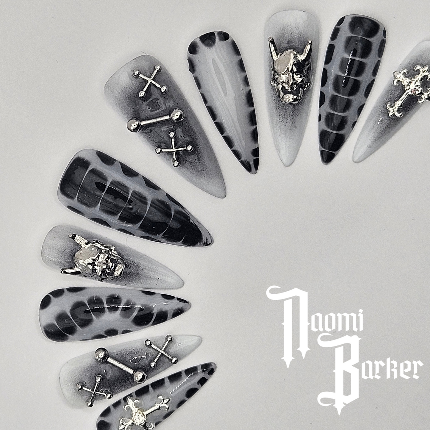 Black and White with Silver Charms