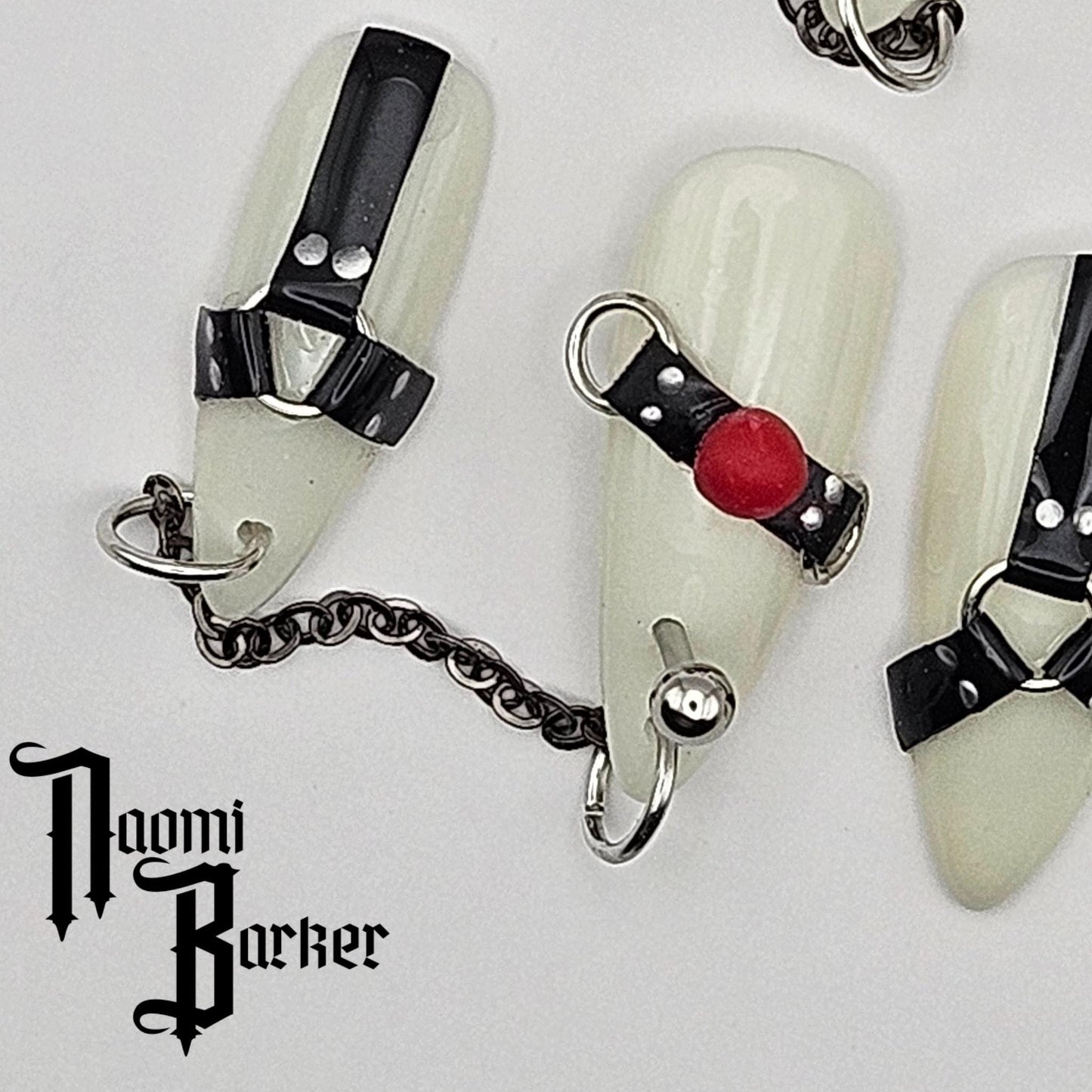 Bondage/S&M Press on nails, glow in the dark base