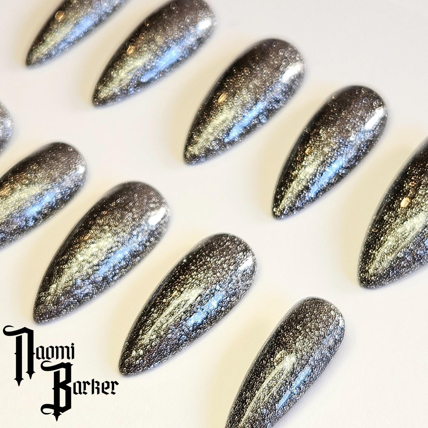 Silver Glitter in Sheer Black. Choose Nail Shape and Length.