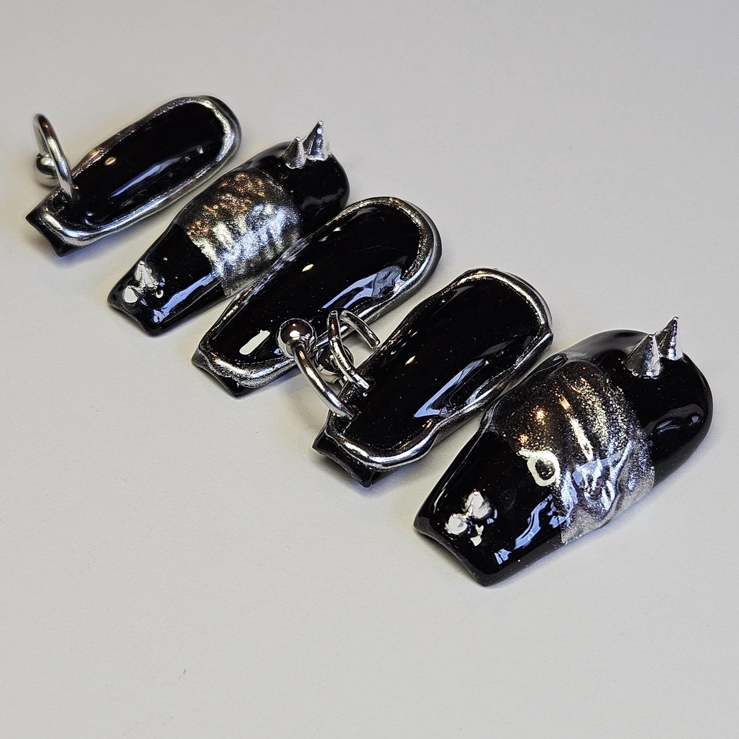 Piercings, Molten Metal, Spikes. Choose Nail Shape and Length.