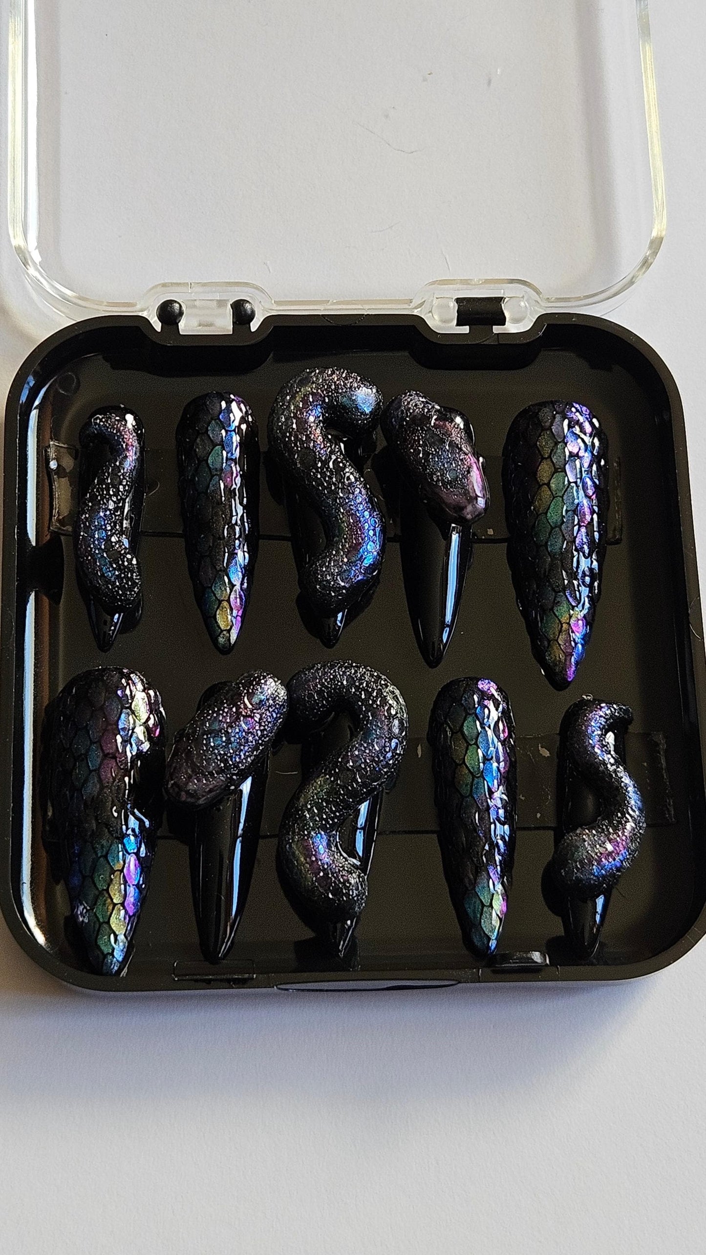 Iridescent Snake Design. Choose Nail Shape and Length.