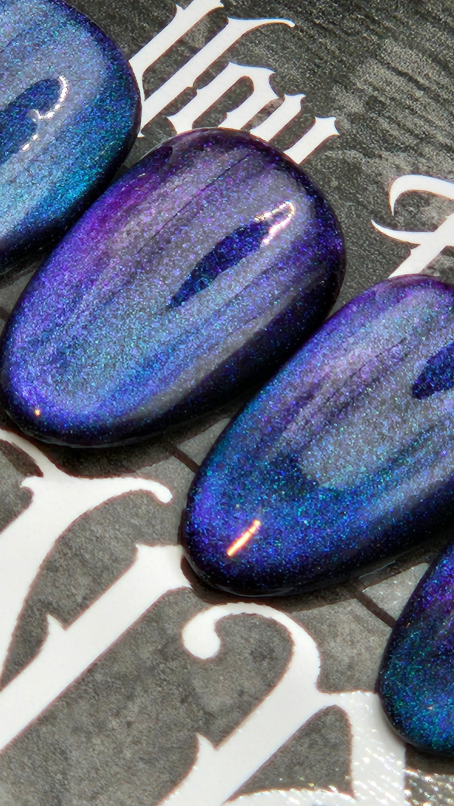 Ready to Ship - Colour Shift Cat Eye- Short Almond