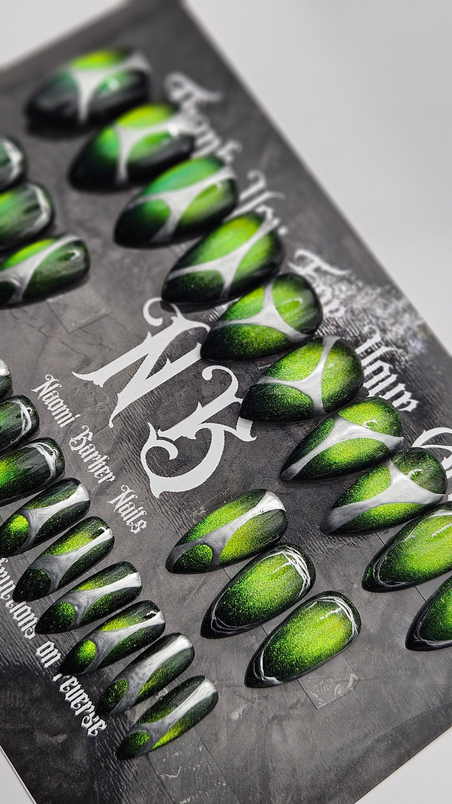 24 Set - Green Cat Eye, Silver Details