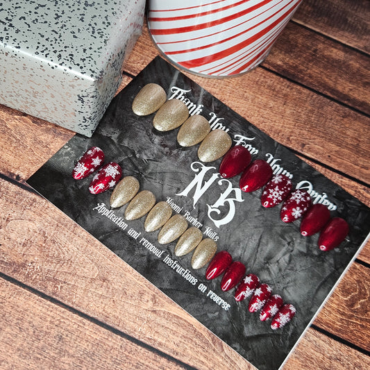 Ready to Ship - Red and Gold Xmas - Almond Short