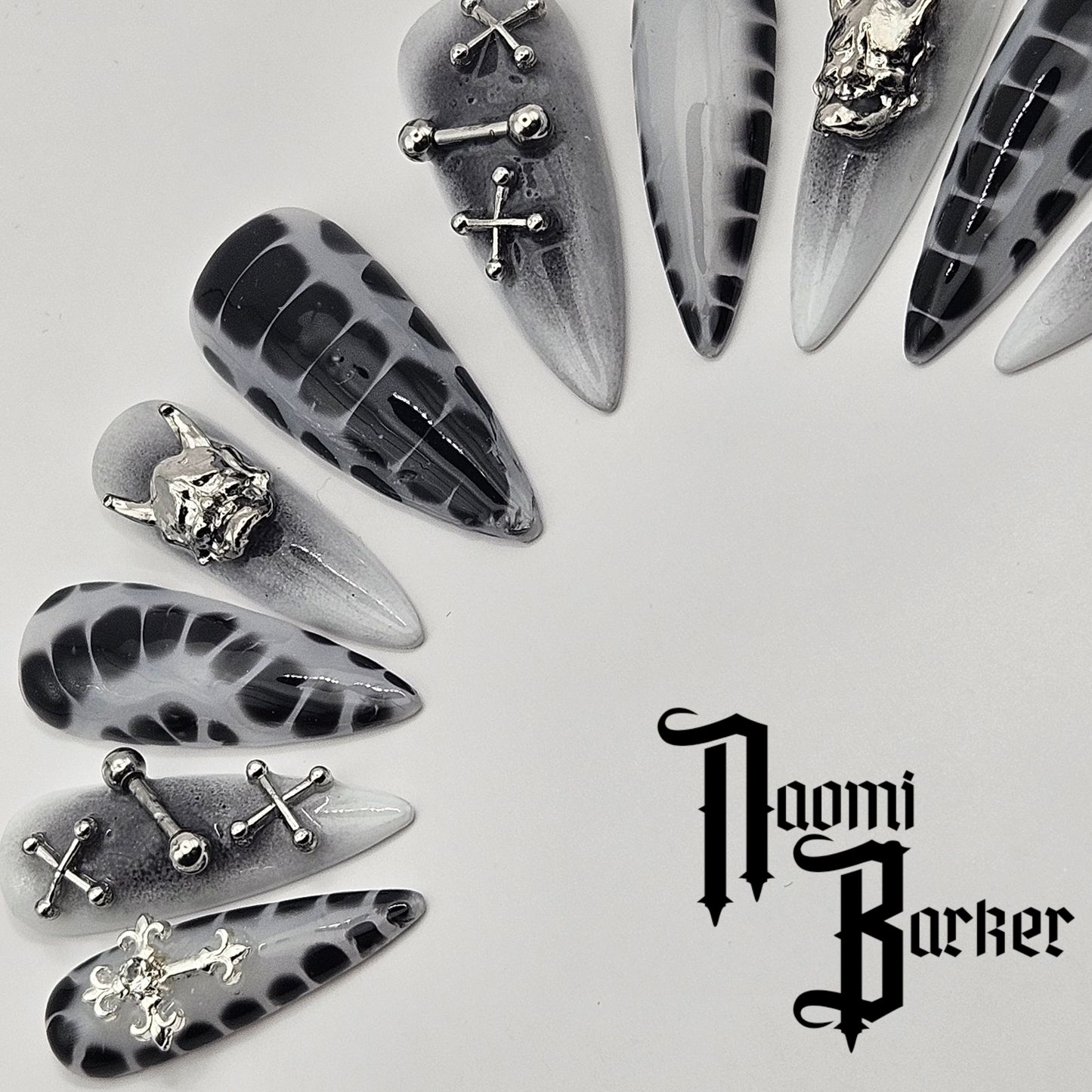 Black and White with Silver Charms
