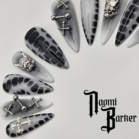 Black and White with Silver Charms