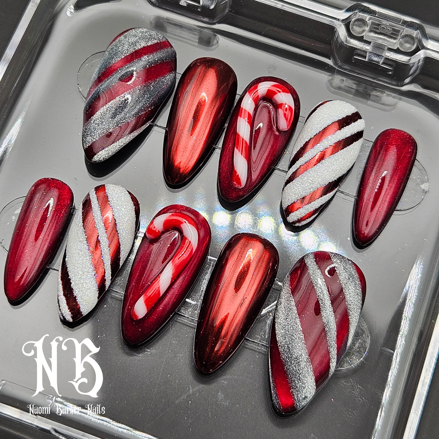 Candy Cane Xmas Nails