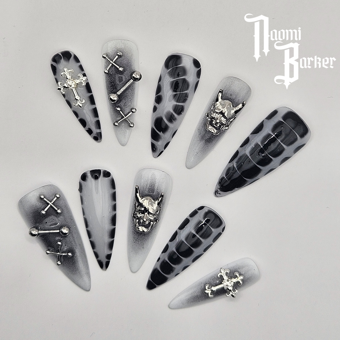 Black and White with Silver Charms