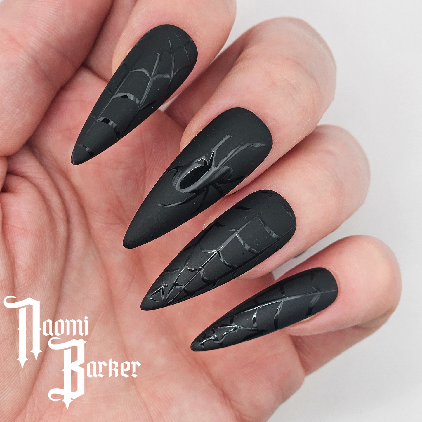 Gloss Spider and Spider Web. Choose Nail Shape and Length