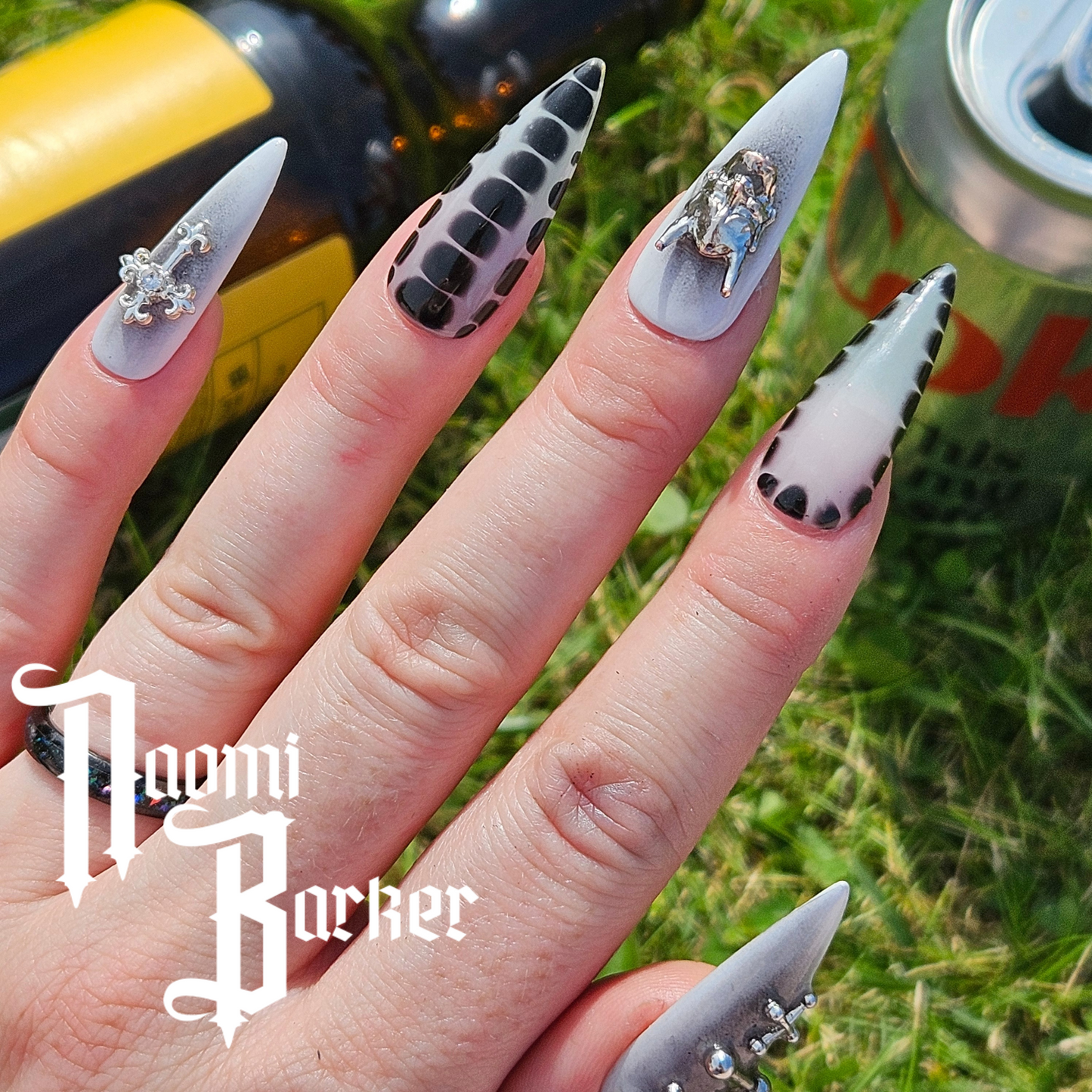 Black and White with Silver Charms