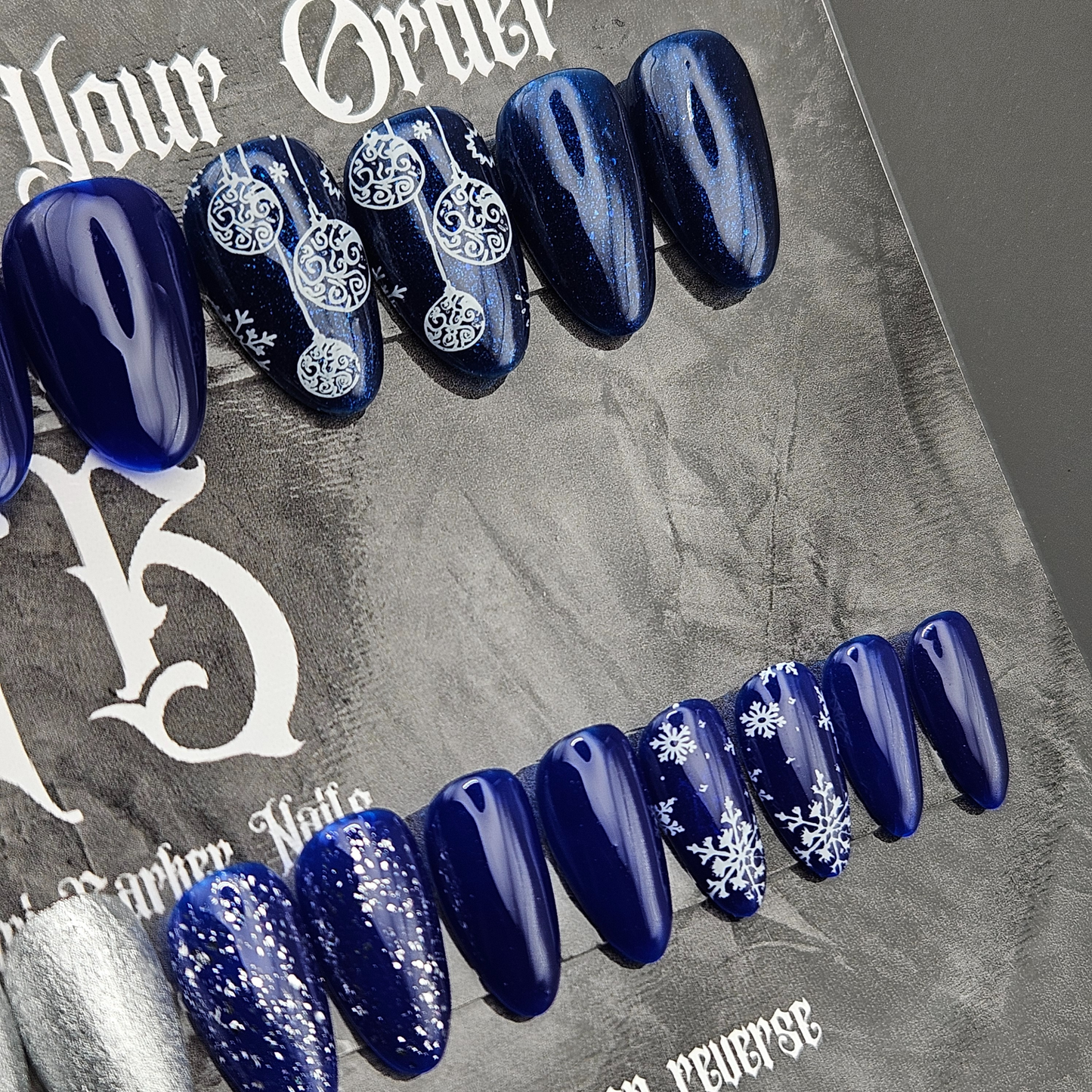 Ready to Ship - Blue Xmas - Almond Short