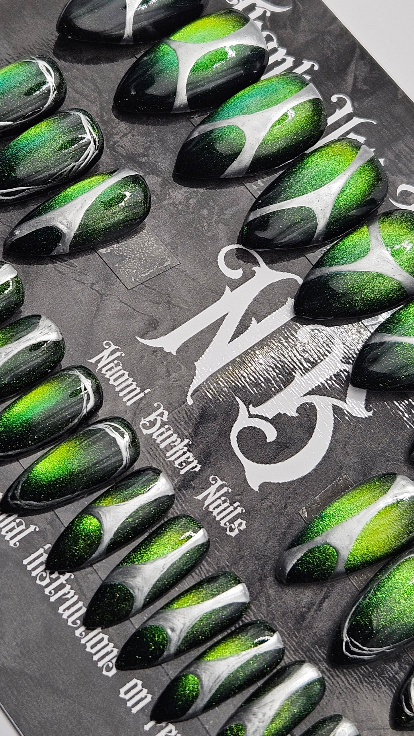 24 Set - Green Cat Eye, Silver Details