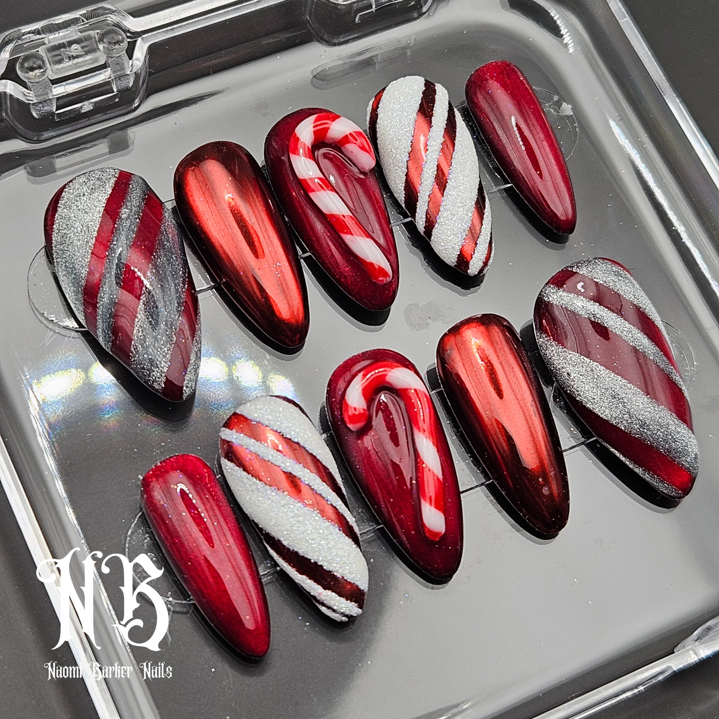 Candy Cane Xmas Nails