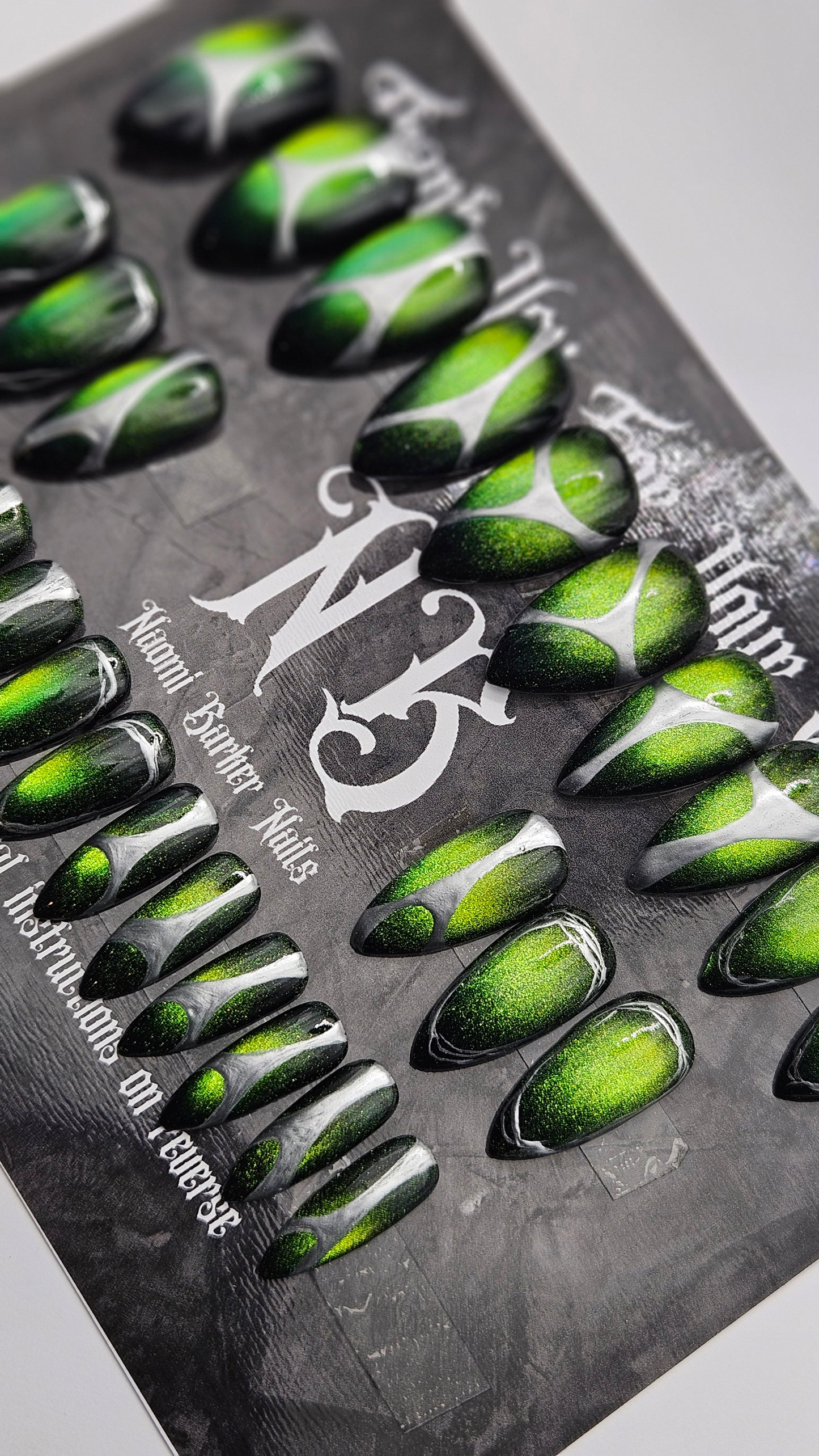 24 Set - Green Cat Eye, Silver Details