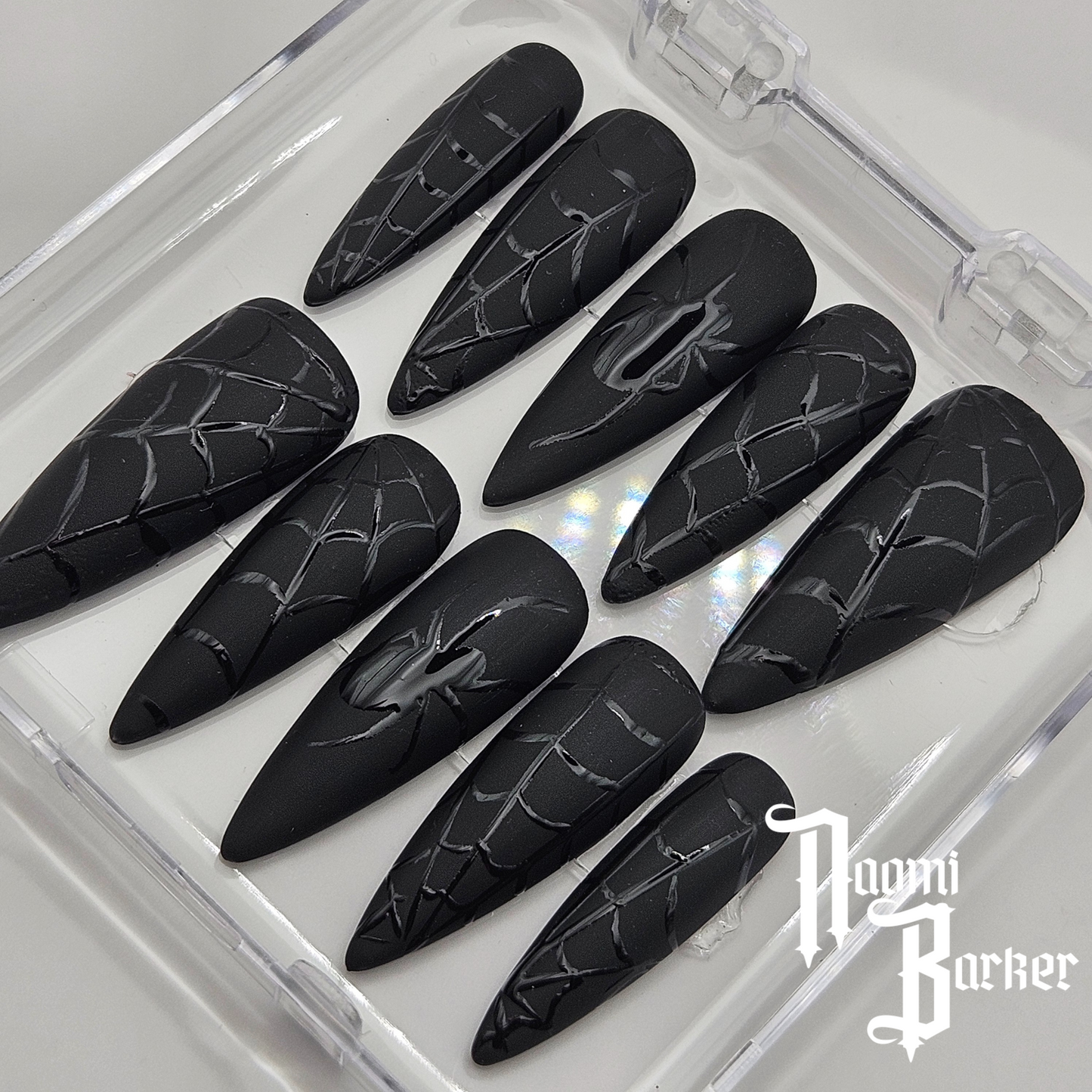 Gloss Spider and Spider Web. Choose Nail Shape and Length