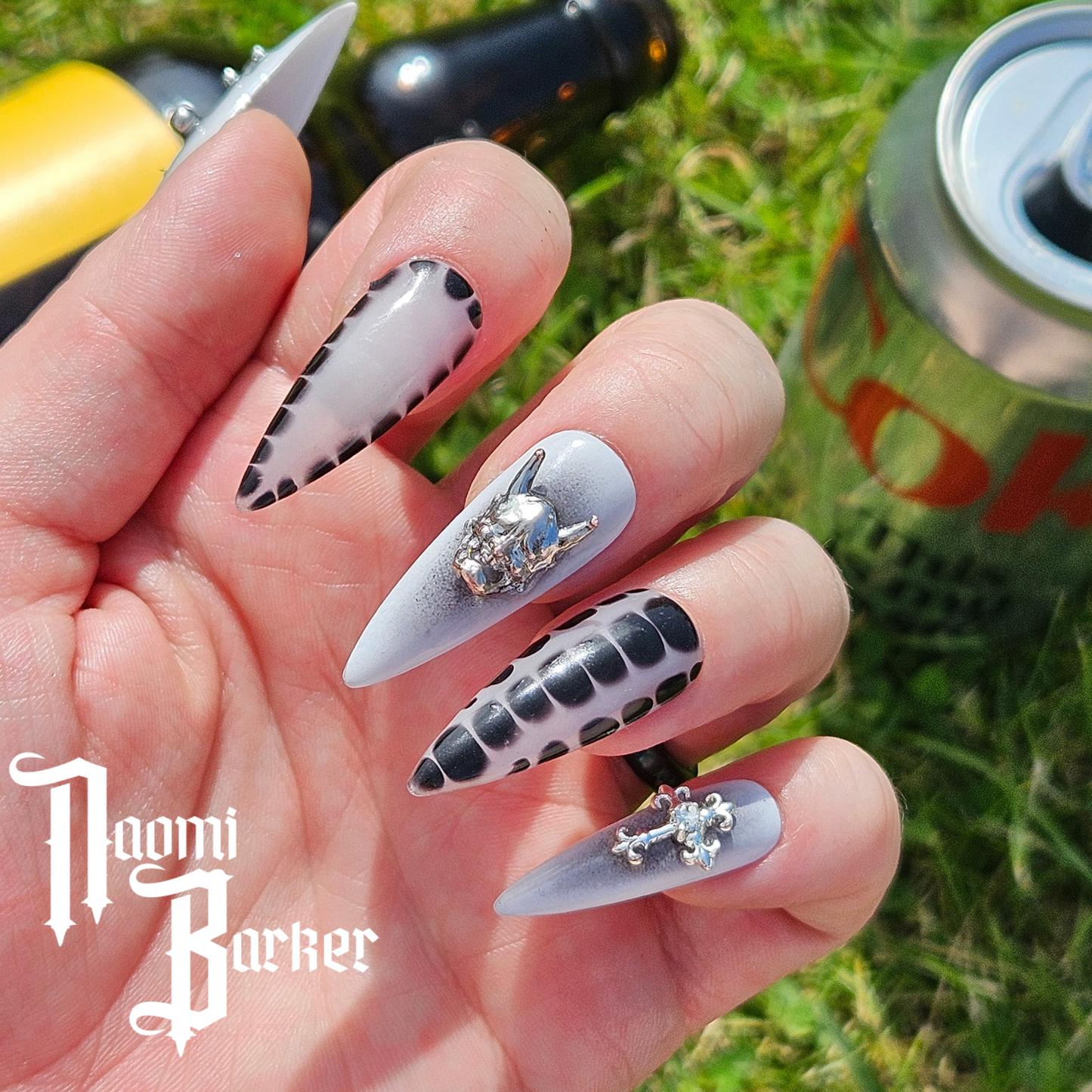 Black and White with Silver Charms