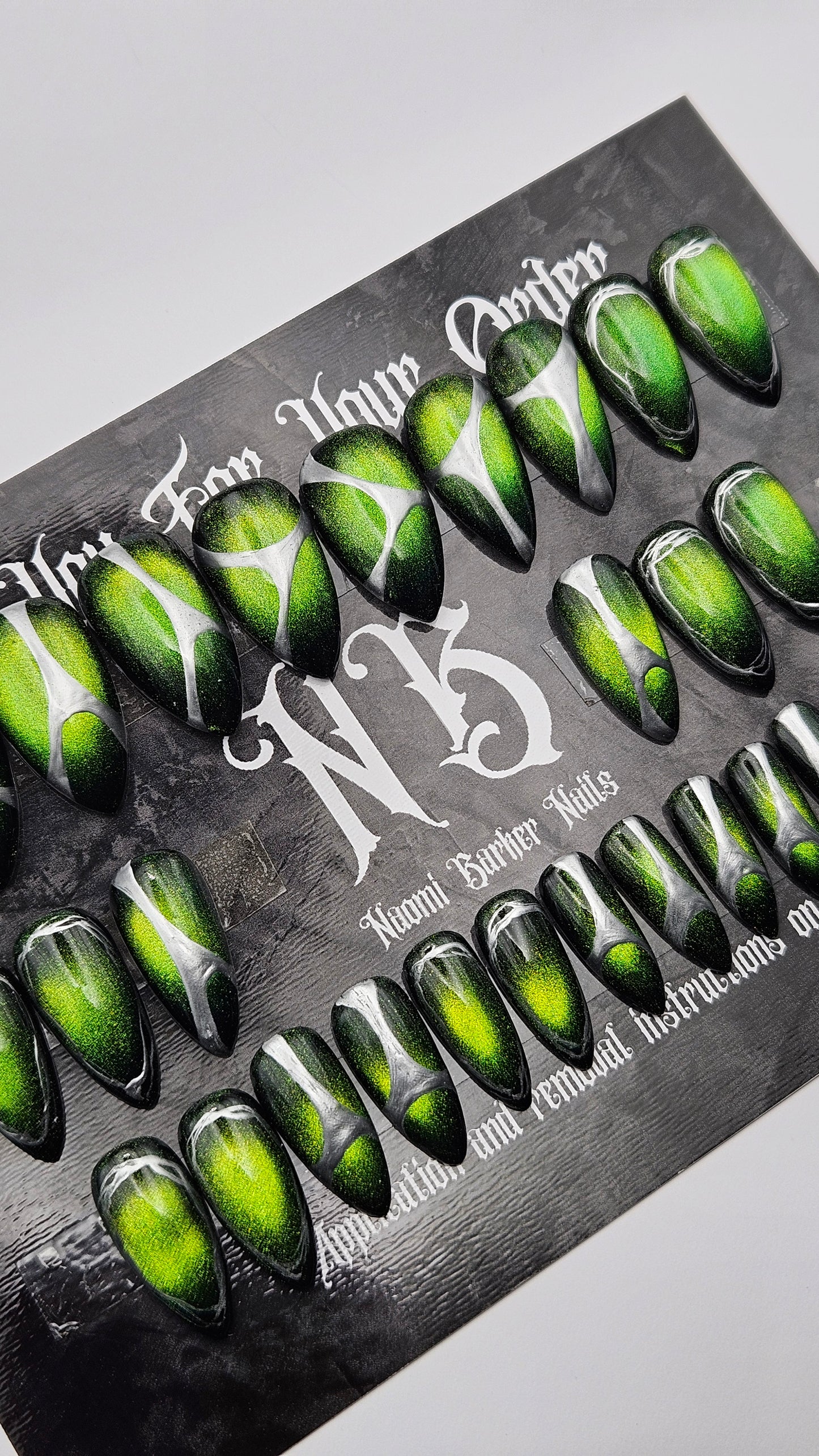 24 Set - Green Cat Eye, Silver Details