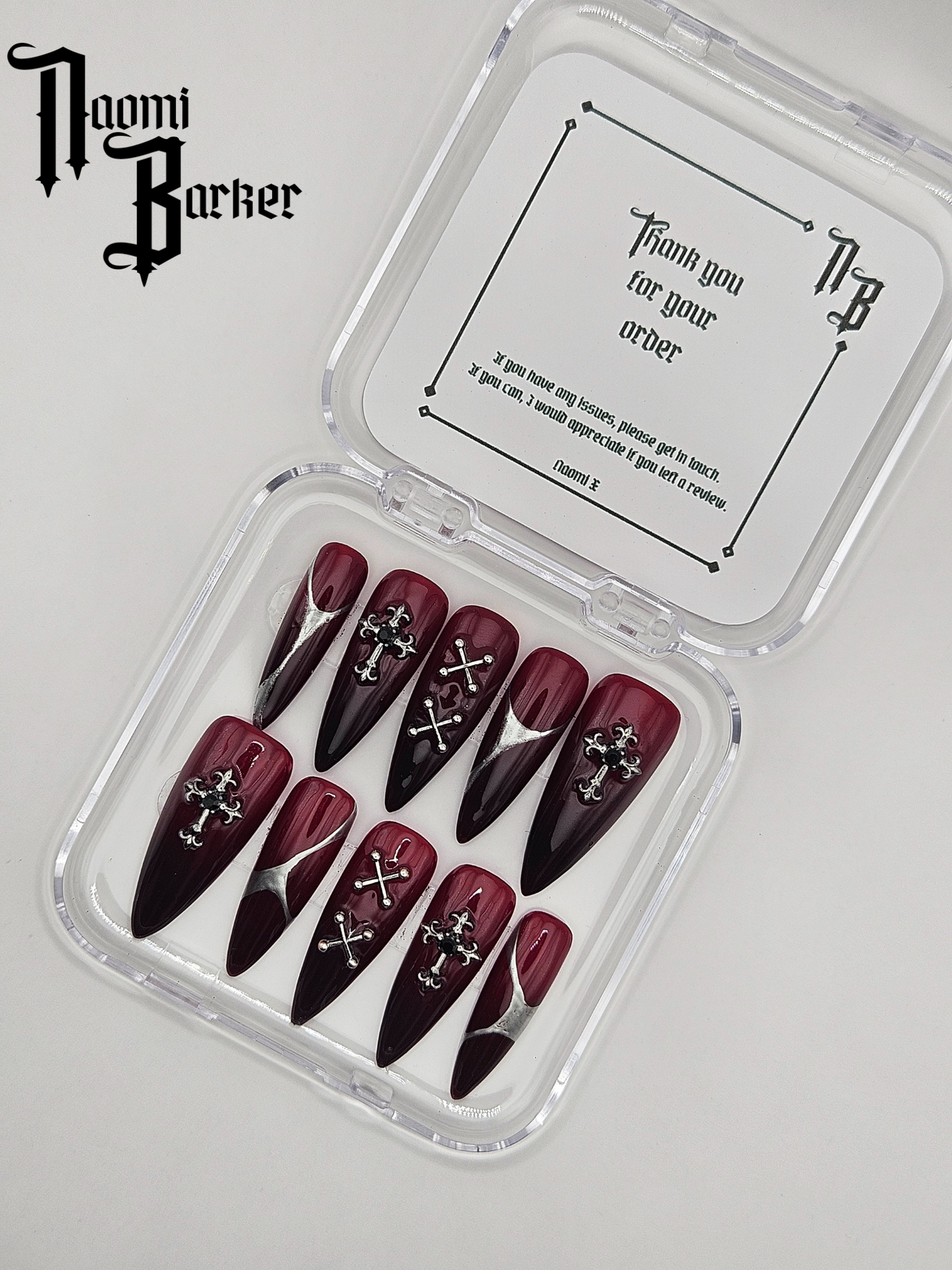 Gothic Blood Red, Crosses and Silver Detail