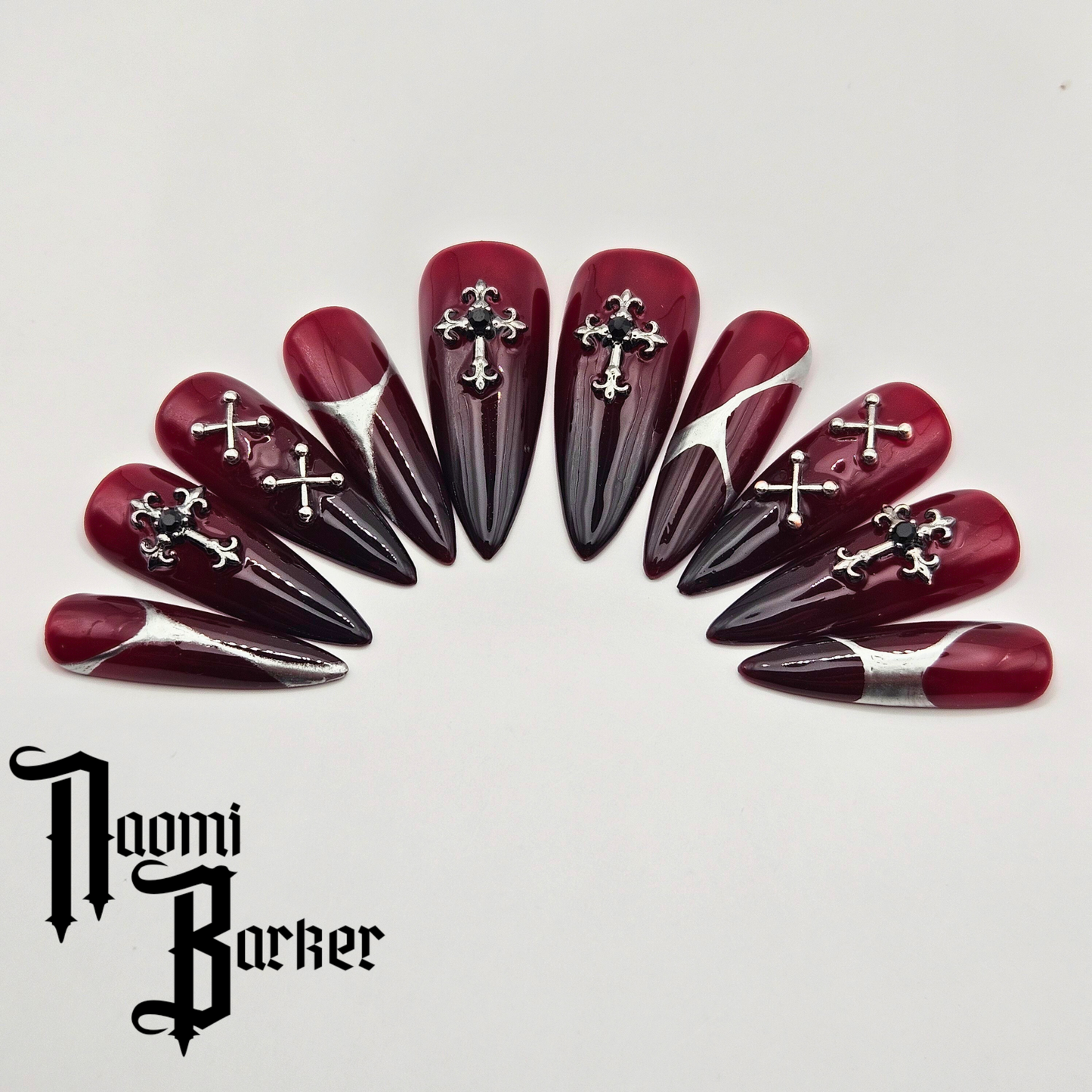 Gothic Blood Red, Crosses and Silver Detail