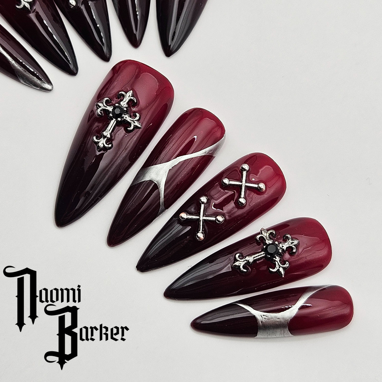 Gothic Blood Red, Crosses and Silver Detail