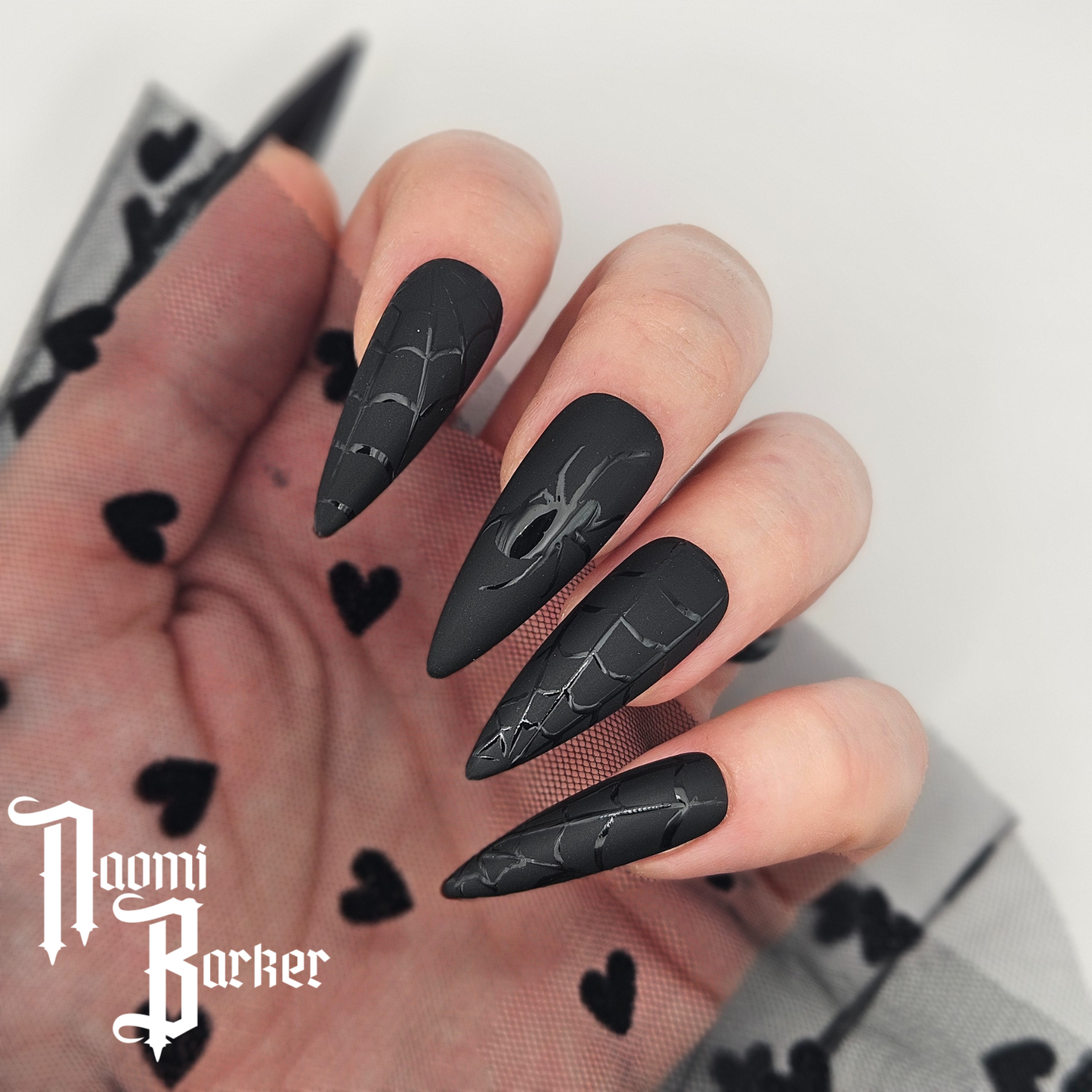 Gloss Spider and Spider Web. Choose Nail Shape and Length