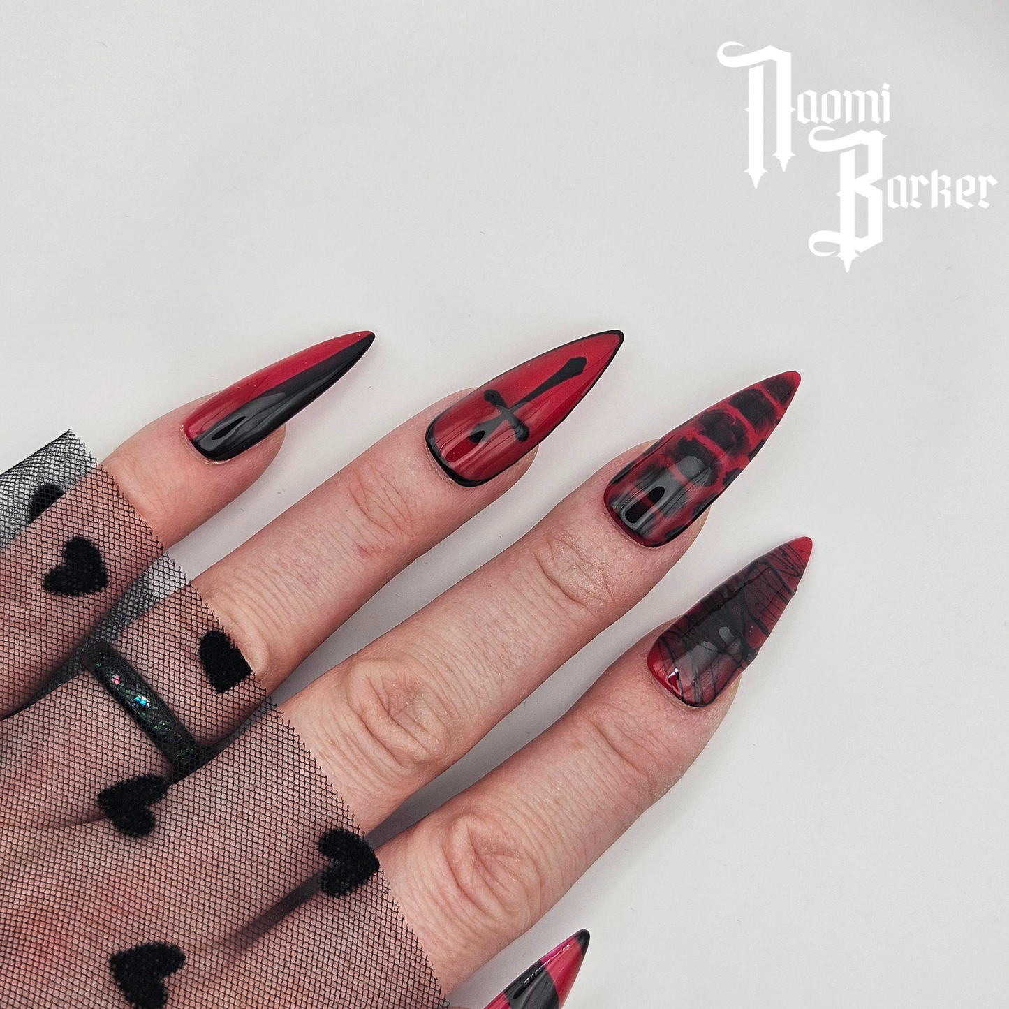 Red and Black. Choose Nail Shape and Length